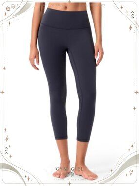High Waisted Capri Leggings 21" Inseam Yoga Pants Seamless Front